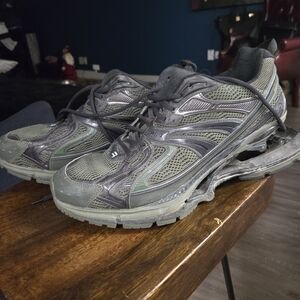 Balenciaga Gray and Green Athletic Shoes